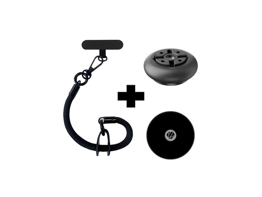 Pack de accesorios esenciales para motocicleta Shapeheart: antivibración, placa de metal y cordón para proteger y asegurar el teléfono.