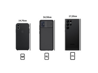 Dimensiones de las fundas para teléfono: M (14,7 cm), XL (16,5 cm) y 2XL (17,2 cm).
