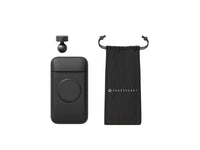 Simple y eficaz, encuentra la bolsa (del tamaño que elijas), el soporte magnético esférico universal y la bolsa de transporte.