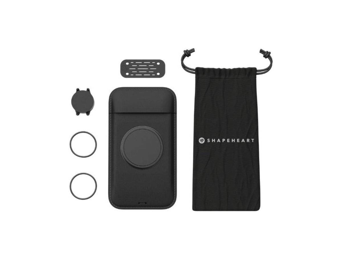 Paquete de motocicleta Shapeheart: bolsa magnética impermeable, bandas elásticas y soporte resistente para manillar.